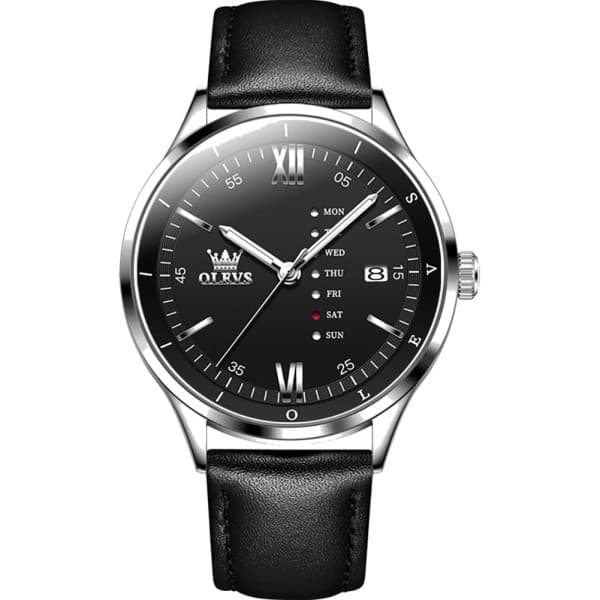 Olevs 2931  L - Silver Black For Men